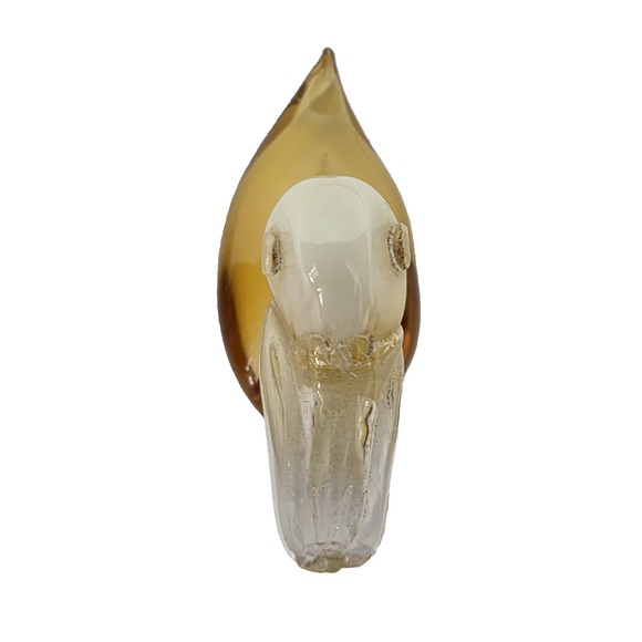 Vintage Venetian Amber Glass Swans Lot Of Two Made In Italy J I Company - Picture 5 of 5